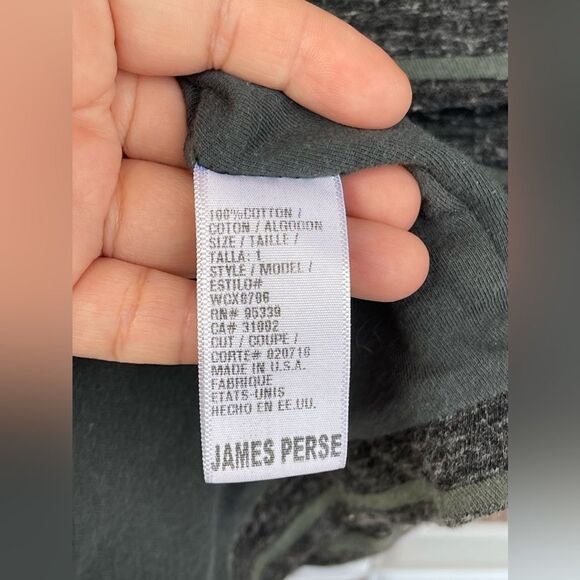 Standard James Perse Midi Dress Gray Green Striped Ruched Scoop Neck Cotton 1 - Picture 4 of 8